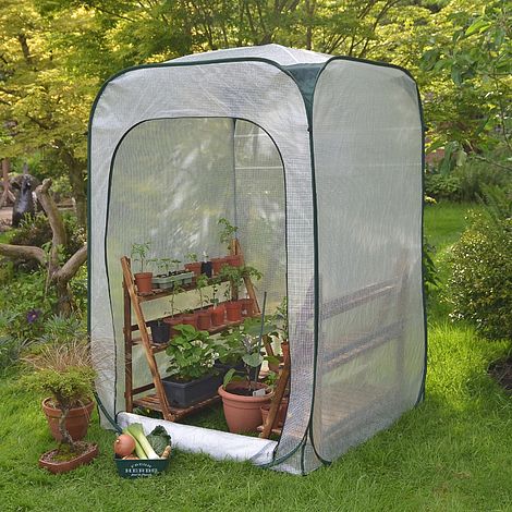 Pop-Up Poly Greenhouse Plant Cover – 1.25x1.25x1.85m H